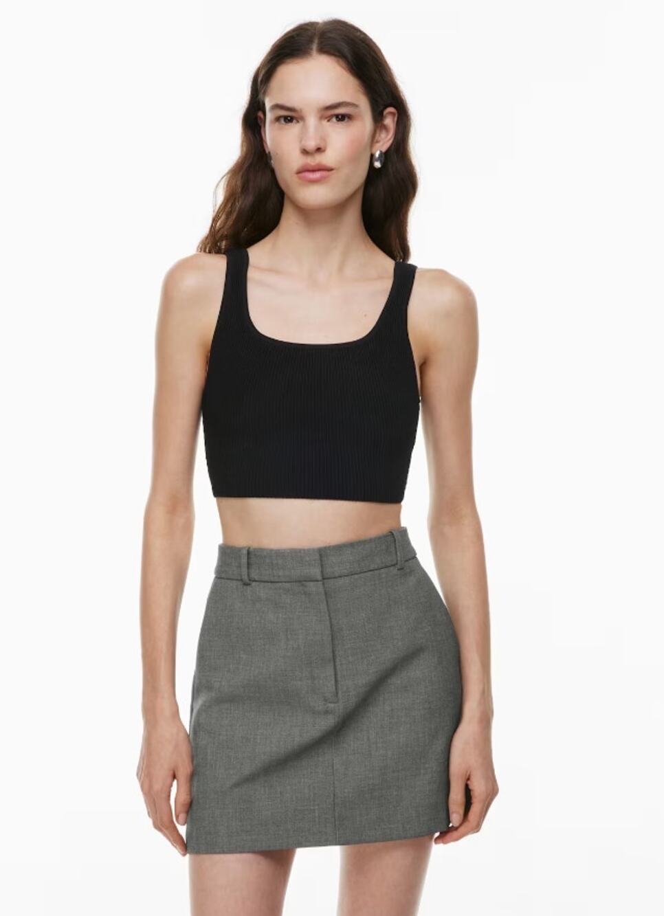 Artizia Babaton Sculpt Knit Squareneck Cropped Tank Size XS Black